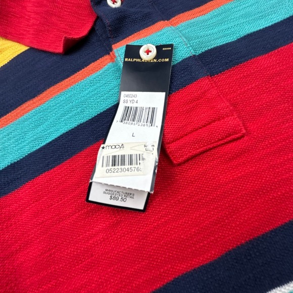 NWT Polo Ralph Lauren Mens Large Striped Polo Shirt Multi Color Y2K New 0460243 - Picture 2 of 8